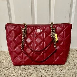 Like new condition red coach bag